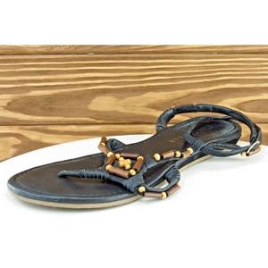 Cole Haan Size 6.5 M Black Gladiator Leather Women Sandal‎ Shoes 55631